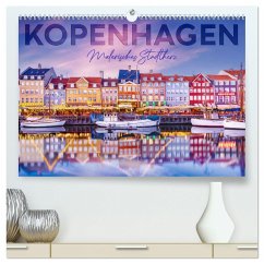 KOPENHAGEN Malerisches Stadtherz (hochwertiger Premium Wandkalender 2024 DIN A2 quer), Kunstdruck in Hochglanz