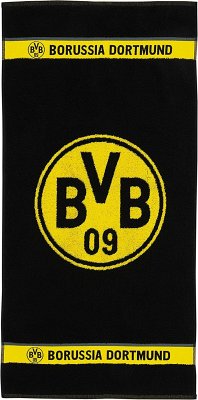 BVB 19801300 - BVB Duschtuch Emblem, Baumwolle, 140x70 cm, Borussia Dortmund 09
