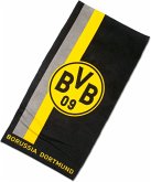 BVB 16800900 - BVB-Duschtuch mit Logo im Streifenmuster, Baumwolle, 140x70 cm, Borussia Dortmund 09