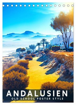 Andalusien - Old School Poster Style (Tischkalender 2024 DIN A5 hoch), CALVENDO Monatskalender - Thoermer, Val