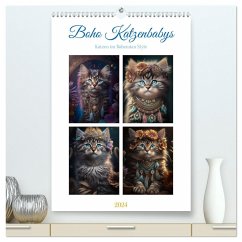 Boho Katzenbabys (hochwertiger Premium Wandkalender 2024 DIN A2 hoch), Kunstdruck in Hochglanz