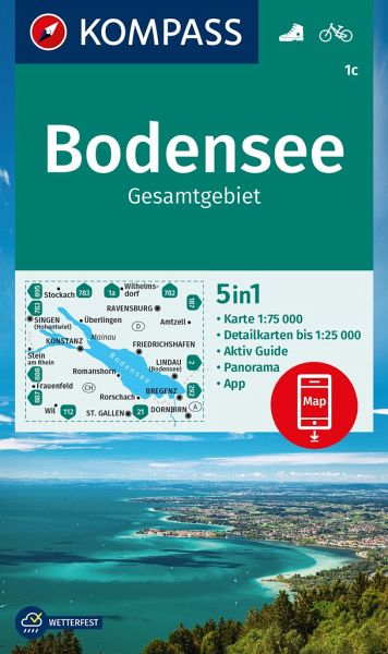 KOMPASS Wanderkarte 1c Bodensee Gesamtgebiet 1:75.000 KOMPASS Wanderkarte 1c Bodensee Gesamtgebiet 1:75.000