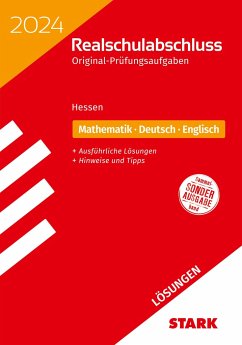 Cover STARK Lösungen zu Original-Prüfungen Realschulabschluss 2024 - Mathematik, Deutsch, Englisch - Hessen