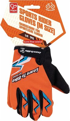 Hape E1201 - Sports Rider Gloves, Cross Racing Handschuhe M, Kinder-Fahrradhandschuhe, Größe M, 5-6 Jahre, Love Play Learn