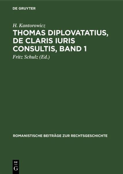 Thomas Diplovatatius, De claris iuris consultis, Band 1 (eBook, PDF)