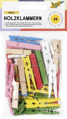 Cover Folia Holzklammern BASIC in 3 Größen sortiert, 48 Stück, farbig sortiert