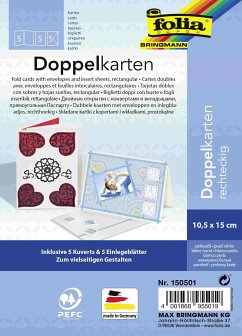 Cover Folia Klappkarten 220g/m², 10,5x15cm, 5 Karten&Kuverts&Einlagen, perlweiß