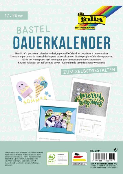 Folia Dauerkalender mit Spiralbindung 220g/m², 17x24cm, Papier weiß, Druck schwarz Folia Dauerkalender mit Spiralbindung 220g/m², 17x24cm, Papier weiß, Druck schwarz