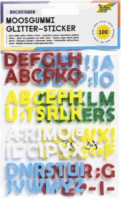 Folia Moosgummi Glitter-Sticker BUCHSTABEN, 100 Stück, farbig sortiert