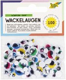 Folia Wackelaugen mit Wimpern, 6 verschiedene Größen, 100 Stück, farbig sortiert
