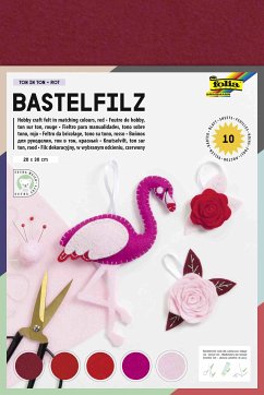 Folia Bastelfilz TON IN TON MIX, 150g/m², 20x30cm, 10 Blatt, rot