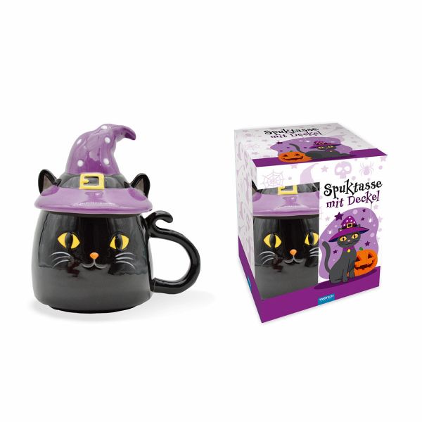 Trötsch Spuktasse mit Deckel Katze Keramiktasse Halloween Trötsch Spuktasse mit Deckel Katze Keramiktasse Halloween