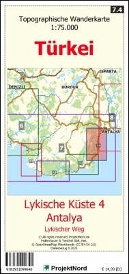 Lykische Küste 4 - Antalya - Lykischer Weg - Topographische Wanderkarte 1:75.000 Türkei (Blatt 7.4) - Mollenhauer, Jens Uwe