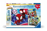 Ravensburger Kinderpuzzle 05730 - Spideys Abenteuer - 3x49 Teile Spidey und seine Super-Freunde Puzzle für Kinder ab 5 Jahren