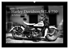 Harley Davidson WLA 750 in Schwarzweiss (Wandkalender 2024 DIN A2 quer), CALVENDO Monatskalender