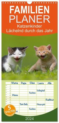 Familienplaner 2024 - Lächelnd durchs Jahr - Katzenkinder -Familienplaner hoch mit 5 Spalten (Wandkalender, 21 x 45 cm) CALVENDO