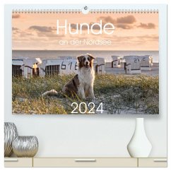Hunde an der Nordsee (hochwertiger Premium Wandkalender 2024 DIN A2 quer), Kunstdruck in Hochglanz