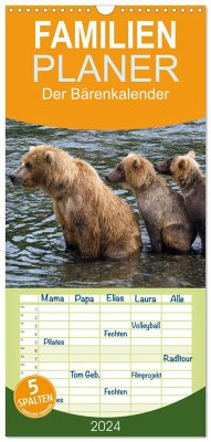 Familienplaner 2024 - Der Bärenkalender mit 5 Spalten (Wandkalender, 21 x 45 cm) CALVENDO