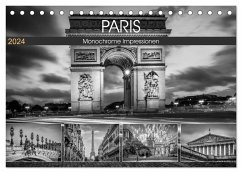 PARIS Monochrome Impressionen (Tischkalender 2024 DIN A5 quer), CALVENDO Monatskalender