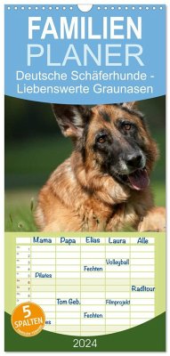 Familienplaner 2024 - Deutsche Schäferhunde - Liebenswerte Graunasen mit 5 Spalten (Wandkalender, 21 x 45 cm) CALVENDO