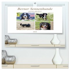 Berner Sennenhunde machen glücklich (hochwertiger Premium Wandkalender 2024 DIN A2 quer), Kunstdruck in Hochglanz
