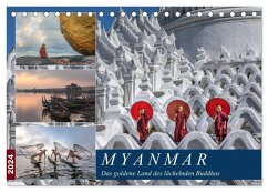 Myanmar, das goldene Land des lächelnden Buddhas (Tischkalender 2024 DIN A5 quer), CALVENDO Monatskalender