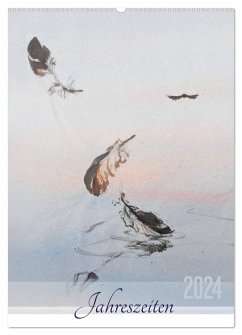 Jahreszeiten in Stil japanischer Malerei - Kunst (Wandkalender 2024 DIN A2 hoch), CALVENDO Monatskalender
