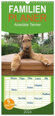Familienplaner 2024 - Airedale Terrier mit 5 Spalten (Wandkalender, 21 x 45 cm) CALVENDO