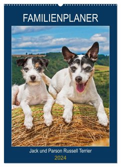 Familienplaner Jack und Parson Russell Terrier (Wandkalender 2024 DIN A2 hoch), CALVENDO Monatskalender