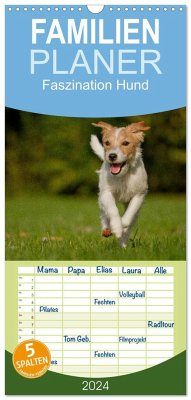 Familienplaner 2024 - Faszination Hund mit 5 Spalten (Wandkalender, 21 x 45 cm) CALVENDO