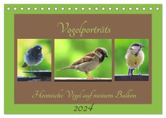 Vogelporträts - Heimische Vögel auf meinem Balkon (Tischkalender 2024 DIN A5 quer), CALVENDO Monatskalender - Schimmack, Claudia