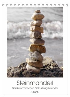 Steinmanderl - Der Steinmännchen Geburtstagskalender (Tischkalender 2024 DIN A5 hoch), CALVENDO Monatskalender