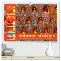BUDDHA IM GLÜCK - Buddhistische Weisheiten (hochwertiger Premium Wandkalender 2024 DIN A2 quer), Kunstdruck in Hochglanz