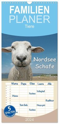 Familienplaner 2024 - Nordsee Schafe mit 5 Spalten (Wandkalender, 21 x 45 cm) CALVENDO
