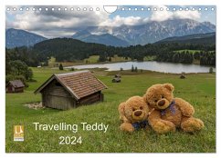 Travelling Teddy 2024 (Wandkalender 2024 DIN A4 quer), CALVENDO Monatskalender
