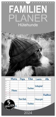 Familienplaner 2024 - Hütehunde mit 5 Spalten (Wandkalender, 21 x 45 cm) CALVENDO