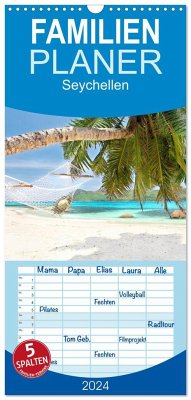 Familienplaner 2024 - Seychellen mit 5 Spalten (Wandkalender, 21 x 45 cm) CALVENDO
