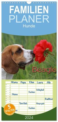 Familienplaner 2024 - Beagle mit 5 Spalten (Wandkalender, 21 x 45 cm) CALVENDO - Pferdografen.de