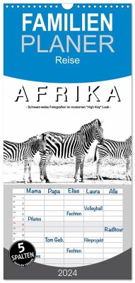 Familienplaner 2024 - AFRIKA - Schwarz-weiss Fotografien im modernen "High Key" Look mit 5 Spalten (Wandkalender, 21 x 45 cm) CALVENDO