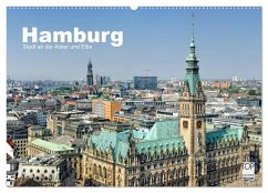 Hamburg Stadt an der Alster und Elbe (Wandkalender 2024 DIN A2 quer), CALVENDO Monatskalender - Voigt, Andreas