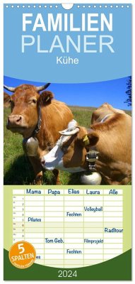 Familienplaner 2024 - Kühe mit 5 Spalten (Wandkalender, 21 x 45 cm) CALVENDO