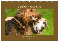 Beste Freunde - Spielende Hunde (Wandkalender 2024 DIN A2 quer), CALVENDO Monatskalender