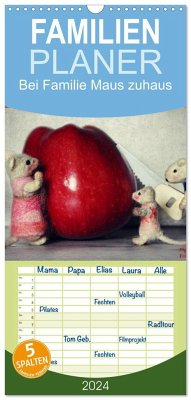 Familienplaner 2024 - Bei Familie Maus zuhaus mit 5 Spalten (Wandkalender, 21 x 45 cm) CALVENDO - Hain, Heike Hultsch, Sarah
