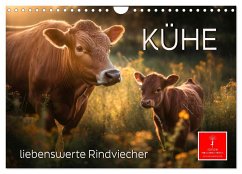 Kühe - liebenswerte Rindviecher (Wandkalender 2024 DIN A4 quer), CALVENDO Monatskalender