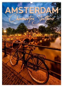 AMSTERDAM Charmantes Stadtherz (Wandkalender 2024 DIN A2 hoch), CALVENDO Monatskalender