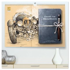 Classic Car Sketchbook (hochwertiger Premium Wandkalender 2024 DIN A2 quer), Kunstdruck in Hochglanz - Silver, Marie