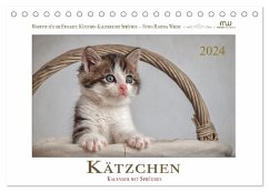 Kätzchen-Kalender mit Sprüchen (Tischkalender 2024 DIN A5 quer), CALVENDO Monatskalender - Wrede - Wredefotografie, Martina