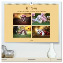 Katzen - Der Kalender für jeden Katzenliebhaber (hochwertiger Premium Wandkalender 2024 DIN A2 quer), Kunstdruck in Hochglanz