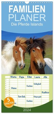 Familienplaner 2024 - Die Pferde Islands mit 5 Spalten (Wandkalender, 21 x 45 cm) CALVENDO