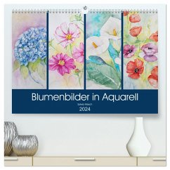 Blumenbilder in Aquarell (hochwertiger Premium Wandkalender 2024 DIN A2 quer), Kunstdruck in Hochglanz - Mesch, Sylwia